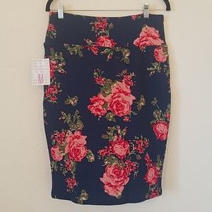 Navy Blue Floral LuLaRoe Cassie Skirt
